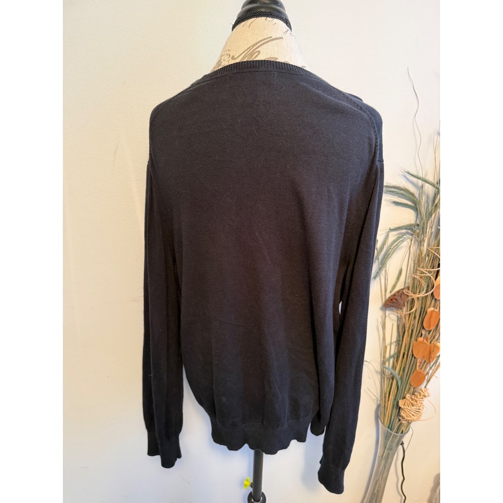 Banana Republic Mens XL Black‎ Silk Cashmere Blend V-Neck Pullover Sweater